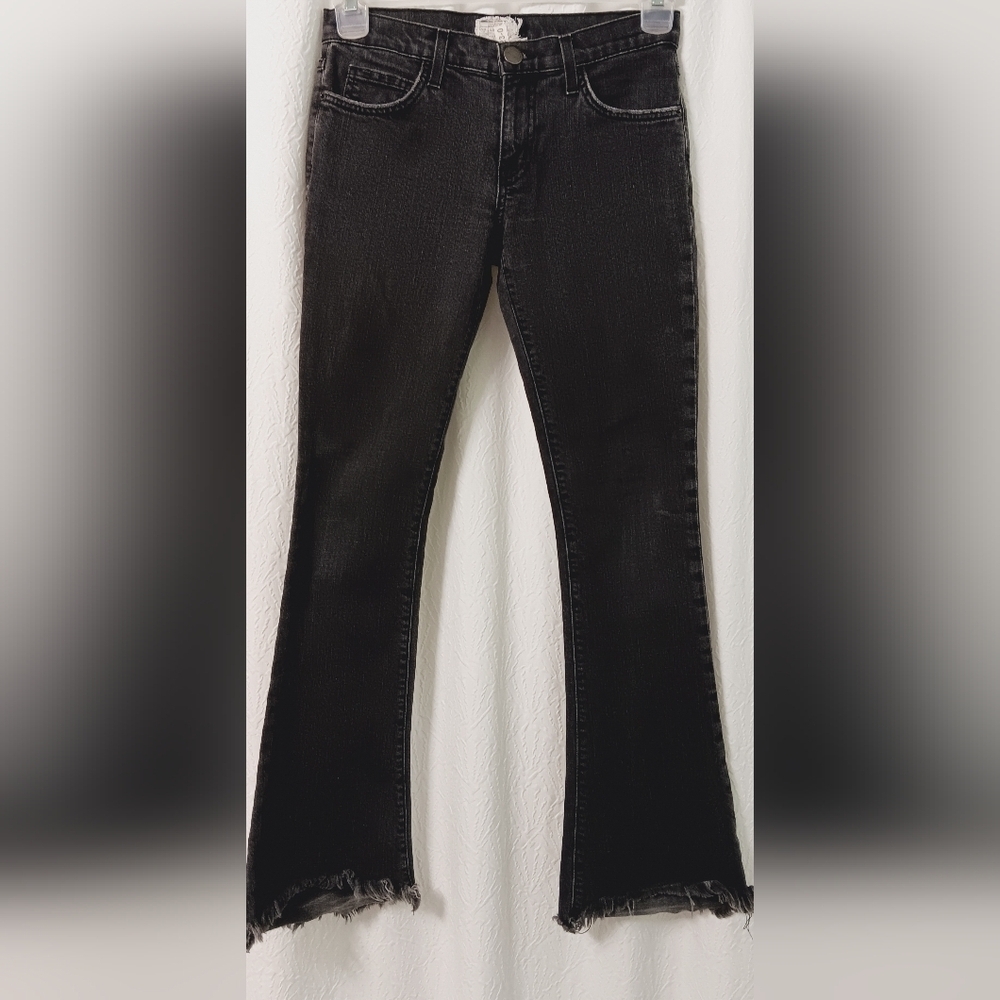 CURRENT/ELLIOTT Faded Blac Frayed Hem Low Rise Women Jeans Size 23